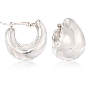 Ross-Simons 14kt White Gold Puffed Dome Hoop Earrings