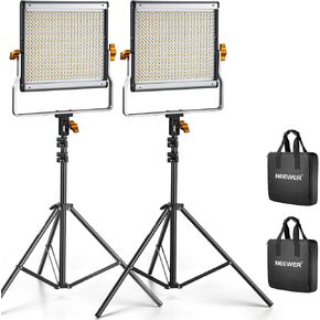 NEEWER 2 Packs 480 RGB Led Light with APP Control, Photography Video Lighting Kit with Stands and Bag, 480 SMD LEDs CRI95/3200K-5600K/Brightness 0-100%/0-360 Adjustable Colors/9 Applicable Scenes