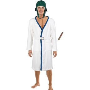 Christmas Vacation Eddies Costume Halloween Cosplay White Robe and Winter Trapper Hat With Belt