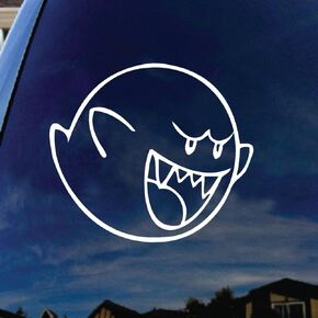 Mario Character Cartoon Boo Car Window Vinyl Decal Sticker 4" Wide (White)
