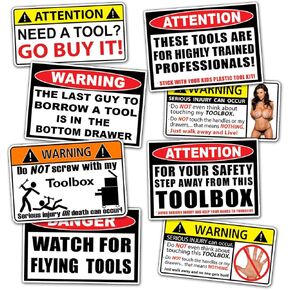 Funny Toolbox Warning Decal Sticker Tool Box Pack Set - by 215 Decals