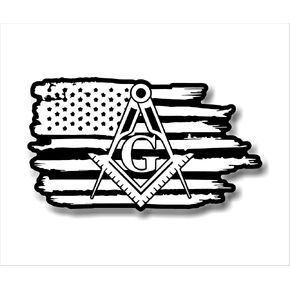 Stonemason Mason Masonic Freemason American Flag Sticker Decal (2 Pack 2"x3.5")