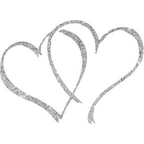 Bargain Max Decals Two Glitter Hearts Silver Window Laptop Car Sticker 3"