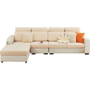 Chaise Lounge Sofa Slipcover for Sectional Sofa L Shape,Sectional Sofa Cover Soft Slipcover Replacement for L Shaped Sofa with Elastic Edge(Chaise Cover,Dark Grey)