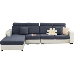 Chaise Lounge Sofa Slipcover for Sectional Sofa L Shape,Sectional Sofa Cover Soft Slipcover Replacement for L Shaped Sofa with Elastic Edge(Chaise Cover,Dark Grey)