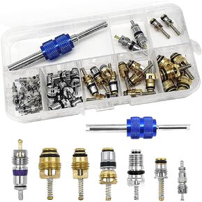 40Pcs Air Conditioning Valve Core - Valve Cores Accessories A/C R12 R134a Accessories Kit, Automotive Air Conditioning Refrigeration Tire Valve Stem Cores Repair Tool Assortment Kit