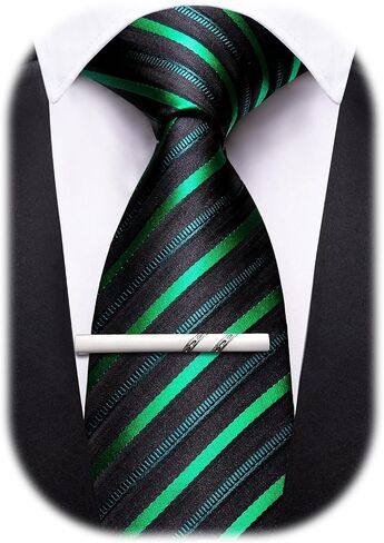 Barry.Wang Neckties for Man Silk Skinny Ties 3.1"(8CM) Striped Woven Clip Men Neck Ties Classic Wedding Business in Kuwait