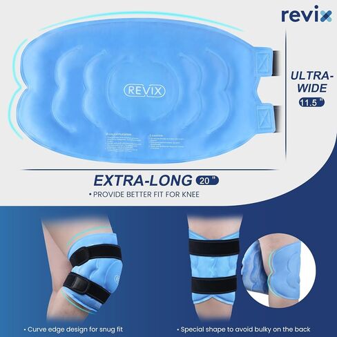 REVIX 20‘’ XXXL Knee Ice Pack Wrap Around Entire Knee After Surgery, Large Ice Pack for Knee Pain Relief, Reusable Ice Wraps for Knee for Replacement Surgery, Swelling, Sports Injuries in Saudi Arabia