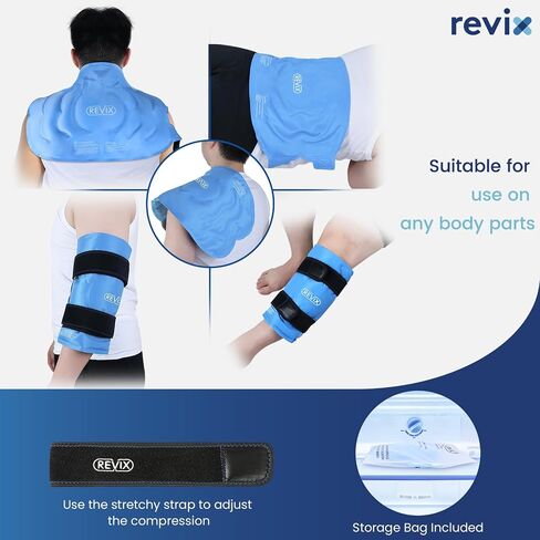 REVIX 20‘’ XXXL Knee Ice Pack Wrap Around Entire Knee After Surgery, Large Ice Pack for Knee Pain Relief, Reusable Ice Wraps for Knee for Replacement Surgery, Swelling, Sports Injuries in Saudi Arabia