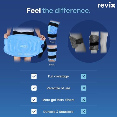 REVIX 20‘’ XXXL Knee Ice Pack Wrap Around Entire Knee After Surgery, Large Ice Pack for Knee Pain Relief, Reusable Ice Wraps for Knee for Replacement Surgery, Swelling, Sports Injuries in Saudi Arabia