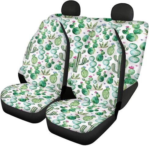 Howilath Aztec Cactus Printed Car Front & Back Seat Covers for Women Men, Adjustable Straps, Anti Scraping, Dustproof - 4 Piece in Kuwait