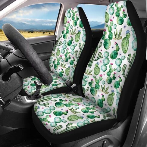 Howilath Aztec Cactus Printed Car Front & Back Seat Covers for Women Men, Adjustable Straps, Anti Scraping, Dustproof - 4 Piece in Kuwait