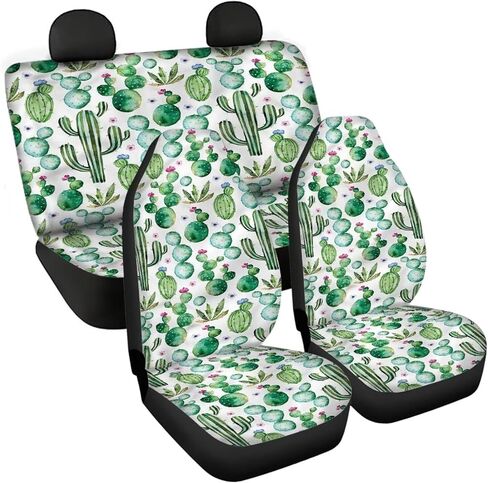 Howilath Aztec Cactus Printed Car Front & Back Seat Covers for Women Men, Adjustable Straps, Anti Scraping, Dustproof - 4 Piece in Kuwait