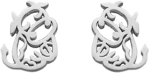 Minimalist Cow Small Stud Earrings Stainless Steel for Women Men Cute Cattle Hollow Animal Cartilage Pierced Hypoallergenic Tiny Huggie Studs Earring Fashion Jewelry Gifts in Saudi Arabia