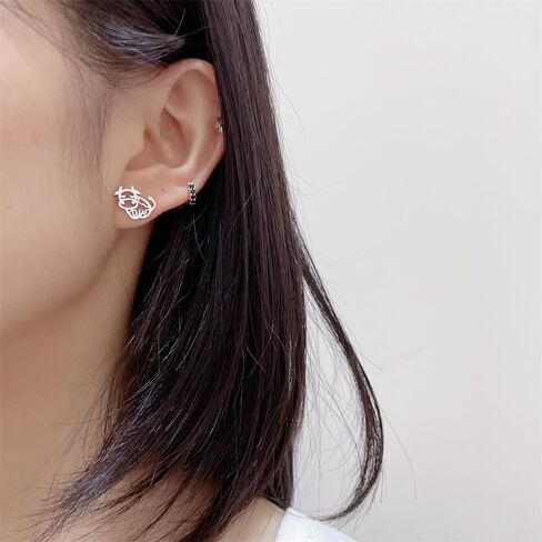 Minimalist Cow Small Stud Earrings Stainless Steel for Women Men Cute Cattle Hollow Animal Cartilage Pierced Hypoallergenic Tiny Huggie Studs Earring Fashion Jewelry Gifts in Saudi Arabia