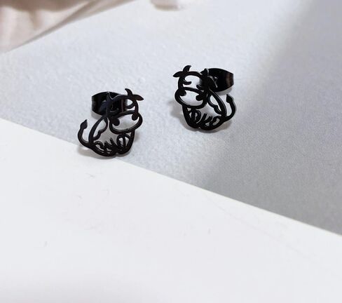 Minimalist Cow Small Stud Earrings Stainless Steel for Women Men Cute Cattle Hollow Animal Cartilage Pierced Hypoallergenic Tiny Huggie Studs Earring Fashion Jewelry Gifts in Saudi Arabia