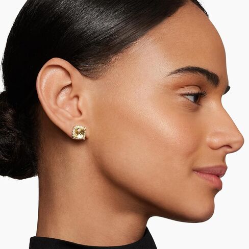 LUCA SMITH 14K Gold Plated HALO Stud Earrings | Square Diamonique Stud Earrings Set | 925 Sterling Silver Cubic Zirconia Stud Earrings | Hip Hop Earrings for Women Men in Kuwait