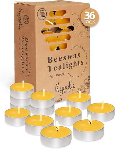 HYOOLA Beeswax Tealight Candles in Aluminum Cup - 48 Pack - 100% Pure Natural Beeswax Candles in Saudi Arabia