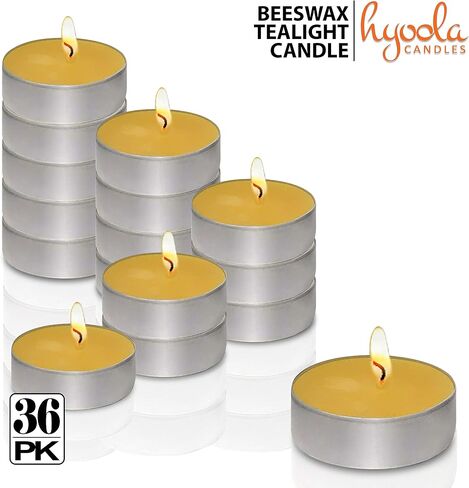 HYOOLA Beeswax Tealight Candles in Aluminum Cup - 48 Pack - 100% Pure Natural Beeswax Candles in Saudi Arabia