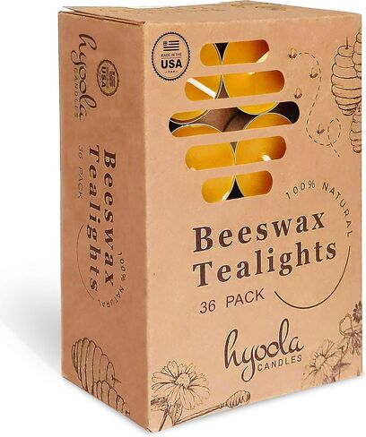 HYOOLA Beeswax Tealight Candles in Aluminum Cup - 48 Pack - 100% Pure Natural Beeswax Candles in Saudi Arabia