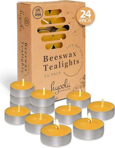 HYOOLA Beeswax Tealight Candles in Aluminum Cup - 48 Pack - 100% Pure Natural Beeswax Candles in Saudi Arabia