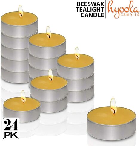 HYOOLA Beeswax Tealight Candles in Aluminum Cup - 48 Pack - 100% Pure Natural Beeswax Candles in Saudi Arabia