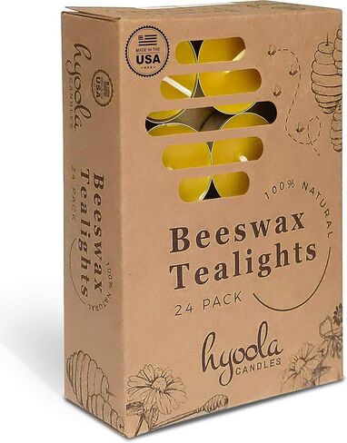 HYOOLA Beeswax Tealight Candles in Aluminum Cup - 48 Pack - 100% Pure Natural Beeswax Candles in Saudi Arabia