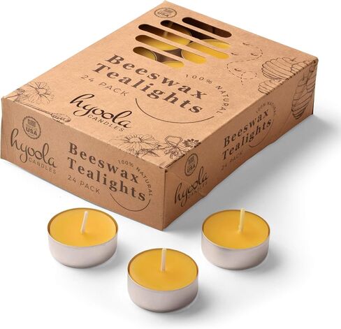 HYOOLA Beeswax Tealight Candles in Aluminum Cup - 48 Pack - 100% Pure Natural Beeswax Candles in Saudi Arabia