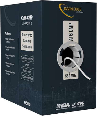 كات 6 | موصلات نحاسية صلبة 100% | 550 ميجا هرتز، 23AWG 4 أزواج، UTP | نجح اختبار محلل Fluke DTX-1800 | تم تصميمها بدقة لتحقيق أقصى قدر من الموثوقية (أسود) in Saudi Arabia