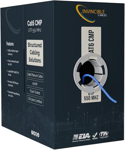 كات 6 | موصلات نحاسية صلبة 100% | 550 ميجا هرتز، 23AWG 4 أزواج، UTP | نجح اختبار محلل Fluke DTX-1800 | تم تصميمها بدقة لتحقيق أقصى قدر من الموثوقية (أسود) in Saudi Arabia
