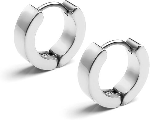 4-6 Pairs Dot Stud Earrings & Small Hoop Huggie Earrings for Men Women, Punk Style 316L Surgical Steel Earrings Gift for Her or Him in Kuwait