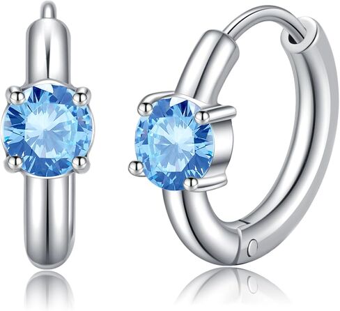 Birthstone Cubic Zirconia Huggies Earrings for Women, 316L Stainless Steel Birthstone Small Hoop Earrings Hypoallergenic 5A Round Gemstone Earrings Dainty Birthday Jewelry Gifts in Kuwait