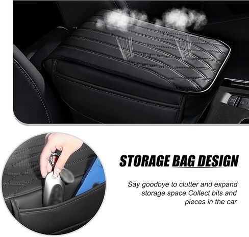 1 PC Car Armrest Cover with Pocket, Waterproof Soft Leather + Memory Cotton Center Console Armrest Protector in Saudi Arabia