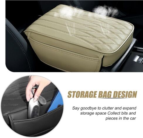 قطعة واحدة من غطاء مسند ذراع السيارة مع جيب، جلد ناعم مقاوم للماء + واقي مسند ذراع وحدة التحكم المركزية من قطن الذاكرة in Kuwait