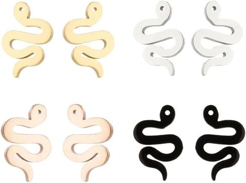 Dreuyet Tiny Snake Stud Earrings Gecko Animal Stud Earrings Set for Men Women Funny Adorable Stainless Steel Snake Animal Earrings Small Cute Climber Crawler Studs Unique Jewelry Gifts in Kuwait