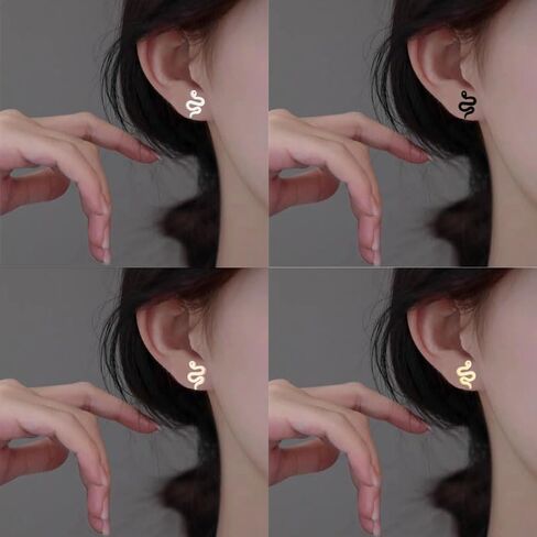 Dreuyet Tiny Snake Stud Earrings Gecko Animal Stud Earrings Set for Men Women Funny Adorable Stainless Steel Snake Animal Earrings Small Cute Climber Crawler Studs Unique Jewelry Gifts in Kuwait