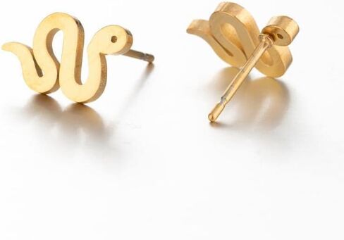 Dreuyet Tiny Snake Stud Earrings Gecko Animal Stud Earrings Set for Men Women Funny Adorable Stainless Steel Snake Animal Earrings Small Cute Climber Crawler Studs Unique Jewelry Gifts in Kuwait