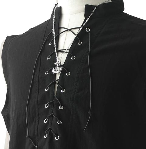 ATTBEA Mens Pirate Renaissance Costume Pirate Shirt Sleeveless Medieval Viking Gothic Celtic Pirate Vest for Men in Kuwait