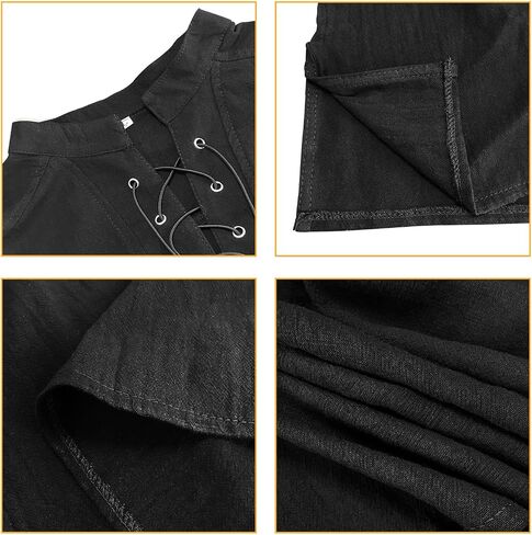 ATTBEA Mens Pirate Renaissance Costume Pirate Shirt Sleeveless Medieval Viking Gothic Celtic Pirate Vest for Men in Kuwait