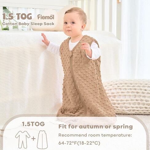 Fleece Baby Sleep Sack 6-12 Months, 1.5 TOG Cotton Baby Wearable Blanket With Soft Plush Dots, 2 Pack Newborn and Infant Warm Sleeping Sack with 2-Way Zipper Blue&Grey in Saudi Arabia