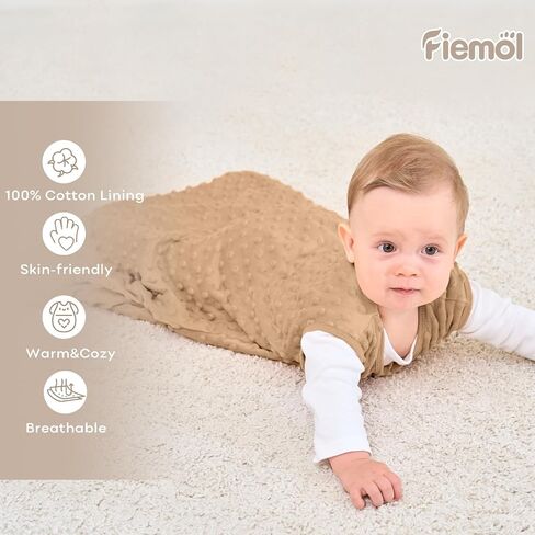 Fleece Baby Sleep Sack 6-12 Months, 1.5 TOG Cotton Baby Wearable Blanket With Soft Plush Dots, 2 Pack Newborn and Infant Warm Sleeping Sack with 2-Way Zipper Blue&Grey in Saudi Arabia