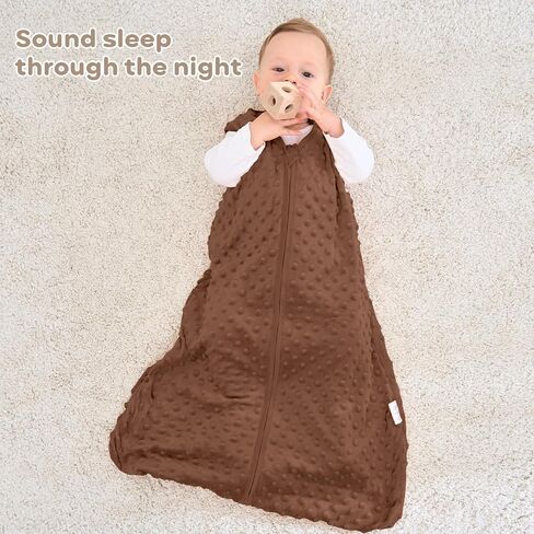 Fleece Baby Sleep Sack 6-12 Months, 1.5 TOG Cotton Baby Wearable Blanket With Soft Plush Dots, 2 Pack Newborn and Infant Warm Sleeping Sack with 2-Way Zipper Blue&Grey in Saudi Arabia