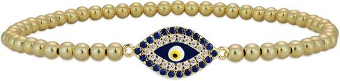 14KT Gold Filled Beaded Evil Eye Bracelet with Enamel Detail – Tarnish-Free Women's Jewelry Gift for Protection and Style in Saudi Arabia