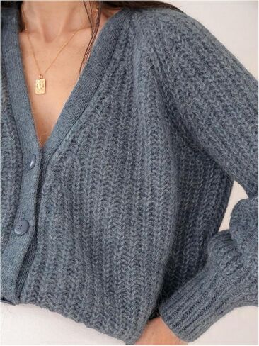MakeMeChic Women's Round Neck Long Sleeve Button Down Cardigan Sweater Casual Knit Tops in Kuwait