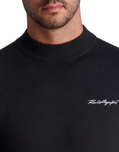 KARL LAGERFELD Men's Signature Logo Crew Neck Wool Blend Sweater in Saudi Arabia