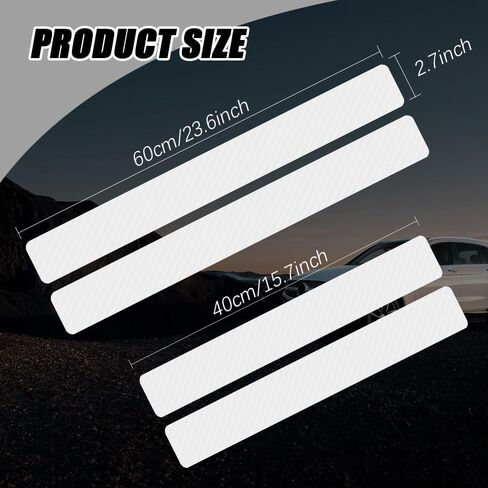 4PCS Car Door Sill Protector, Car Door Threshold Protection, Door Steps Covers Scratch Pad Protective Films, Carbon Fiber Welcome Pedal Scratch Cover Sticker Suitable for Car SUV Truck (White) in Saudi Arabia