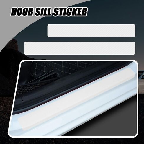 4PCS Car Door Sill Protector, Car Door Threshold Protection, Door Steps Covers Scratch Pad Protective Films, Carbon Fiber Welcome Pedal Scratch Cover Sticker Suitable for Car SUV Truck (White) in Saudi Arabia