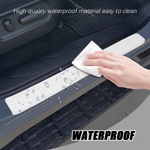 4PCS Car Door Sill Protector, Car Door Threshold Protection, Door Steps Covers Scratch Pad Protective Films, Carbon Fiber Welcome Pedal Scratch Cover Sticker Suitable for Car SUV Truck (White) in Saudi Arabia