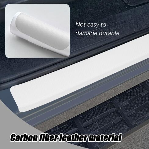 4PCS Car Door Sill Protector, Car Door Threshold Protection, Door Steps Covers Scratch Pad Protective Films, Carbon Fiber Welcome Pedal Scratch Cover Sticker Suitable for Car SUV Truck (White) in Saudi Arabia