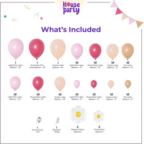 HOUSE OF PARTY Rainbow Balloon Arch Kit -135 Pcs Colorful Pride Balloons Included for Balloon Garland, Arch, and Fiesta Decorations for Easter Party Decorations, Baby Girl Birthday and Party Supplies! in Kuwait